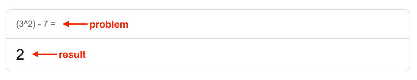 Calculator Result Answer Box